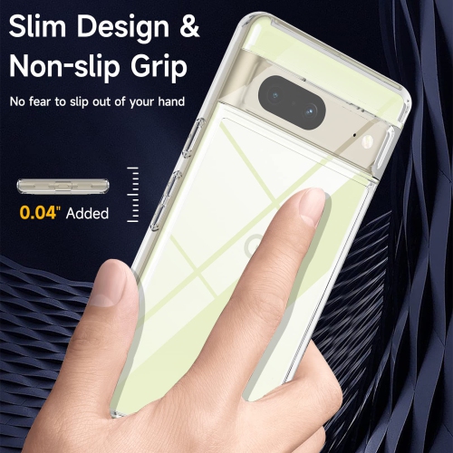 ottpluscase for Google Pixel 7 Case with Tempered Glass Screen Protector, Pixel 7 Case Transparent Rugged Tough Shockproof Slim Case Cover Fit for