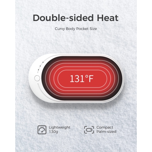 Hand Warmers Rechargeable, 1 Pack 5200mAh Electric Portable Pocket Warmer/Power Bank, Heat Therapy Great for Outdoor Sports, Hunting, Golf, Camping,