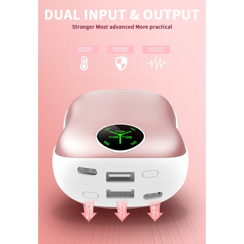 Hand Warmers Rechargeable, 2 Pack 5000mAh Electric Portable Pocket Warmer/Power Bank, 2-in-1 Electric Hand Warmer with Digital Display, for Outdoor