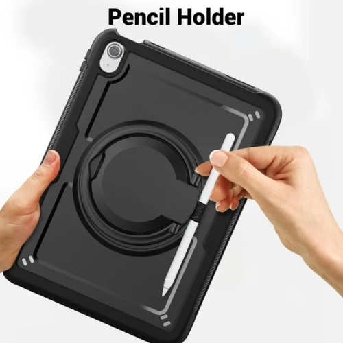 [CS] Shockproof Rugged Defender Case with Rotate Ring Folding Stand for iPad 10th Gen. / iPad 11th Gen., Purple