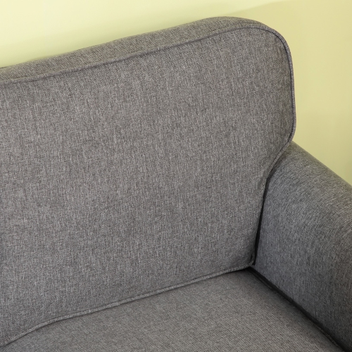 HOMCOM 3-Seater Sofa Couch, 81" Modern Upholstered Linen Fabric Sofa with Rubberwood Legs, Nailhead Trim and Rolled Arms for Living Room, Bedroom and