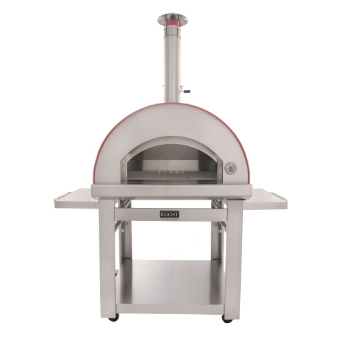 KUCHT Professional Outdoor Wood Fired Gas Pizza Oven in Red