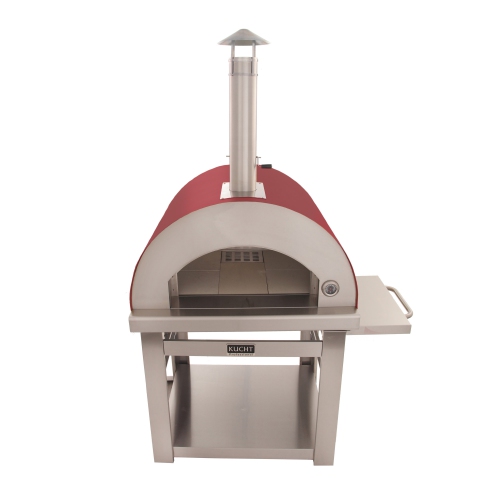 KUCHT Professional Outdoor Wood Fired Gas Pizza Oven in Red