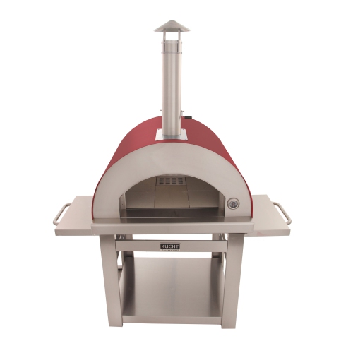 KUCHT Professional Outdoor Wood Fired Gas Pizza Oven in Red