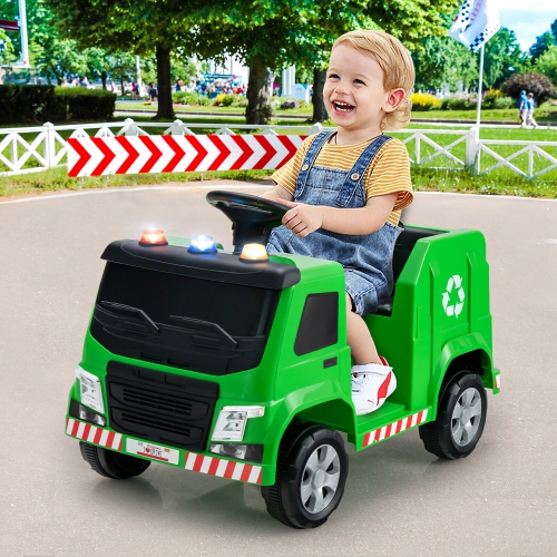 Gymax 12V Recycling Garbage Truck Electric Ride On Toy Remote w/Recycling Accessories