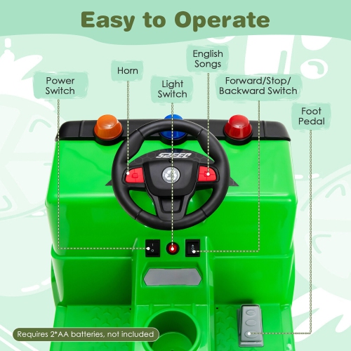 Gymax 12V Recycling Garbage Truck Electric Ride On Toy Remote w/Recycling Accessories