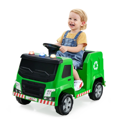 Gymax 12V Recycling Garbage Truck Electric Ride On Toy Remote w/Recycling Accessories