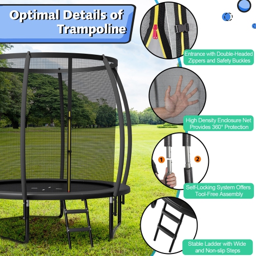 Gymax 8FT Recreational Trampoline w/ Ladder Enclosure Net Safety Pad Outdoor