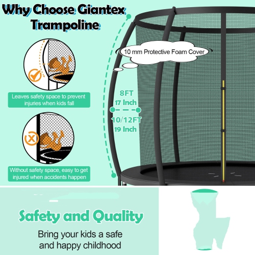 Gymax 8FT Recreational Trampoline w/ Ladder Enclosure Net Safety Pad Outdoor