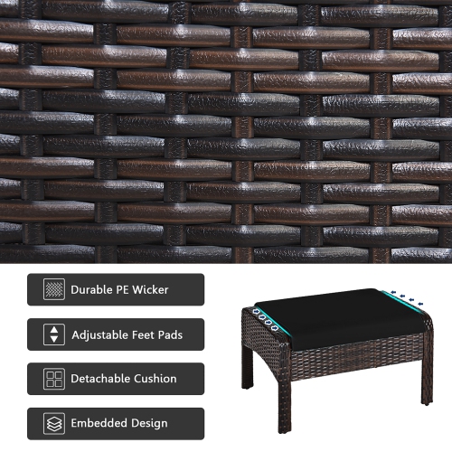 Gymax 5PCS Patio Set Sectional Rattan Wicker Furniture Set w/ Black Cushion