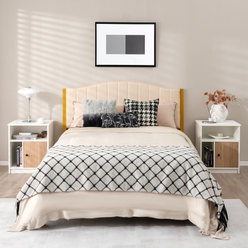 Gymax 2 PCS Nightstands Side End Beside Table w/ Storage Shelf for Bedroom Living Room