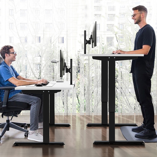 Gymax Electric Sit Stand Desk Frame Dual Motor Standing Desk Base w/ Cable Tray