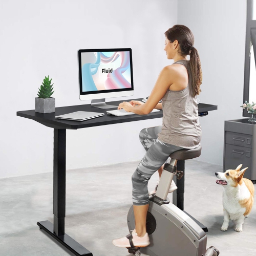 Gymax Electric Sit Stand Desk Frame Dual Motor Standing Desk Base w/ Cable Tray