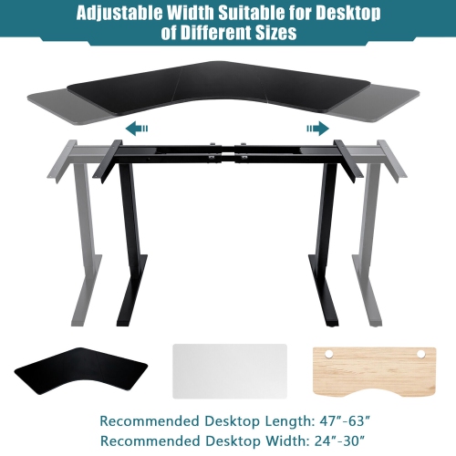 Gymax Electric Sit Stand Desk Frame Dual Motor Standing Desk Base w/ Cable Tray