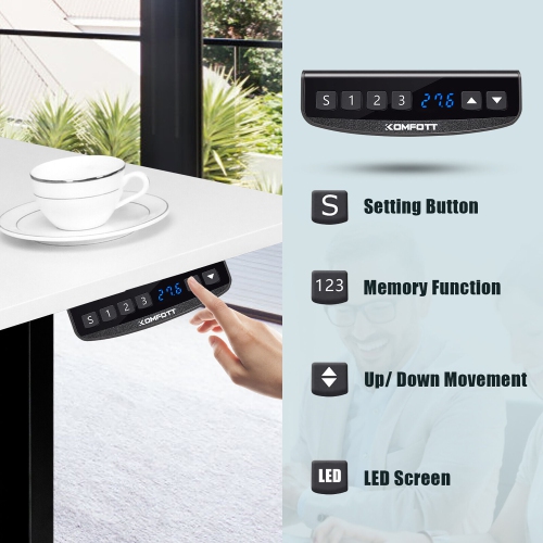 Gymax Electric Sit Stand Desk Frame Dual Motor Standing Desk Base w/ Cable Tray