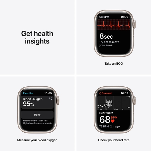 Apple Watch Series 7 (GPS + Cellular 4G LTE, 41mm) Starlight Aluminum Case with Starlight Sport Band by APPLE - Refurbished condition - Image 3