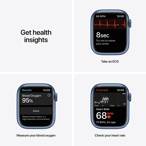 Apple Watch Series 7 (GPS, 41mm) Blue Aluminum Case with Abyss Blue Sport Band by APPLE - Refurbished condition - Image 3