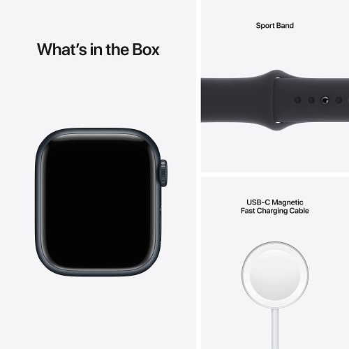 Apple Watch Series 7 (GPS, 45mm) - Midnight Aluminum Case with Midnight Sport Band by APPLE - Refurbished condition - Image 5