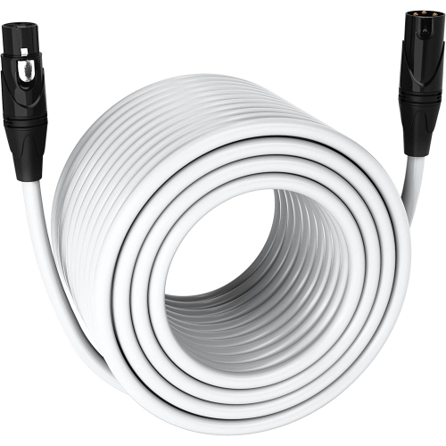 LyxPro 300 feet Microphone XLR Cable, Male to Female, 3 Pin Mic Cable, White