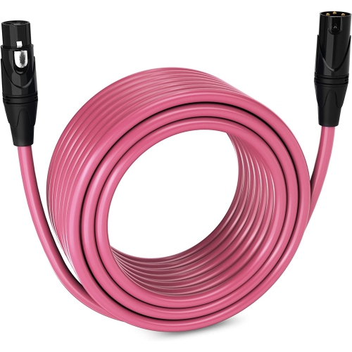 LyxPro 75 feet Microphone XLR Cable, Male to Female, 3 Pin Mic Cable, Pink