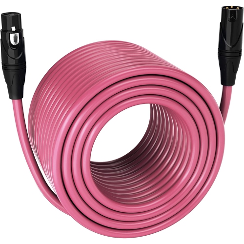 LyxPro 300 feet Microphone XLR Cable, Male to Female, 3 Pin Mic Cable, Pink