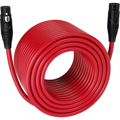 LyxPro 300 feet Microphone XLR Cable, Male to Female, 3 Pin Mic Cable, Red
