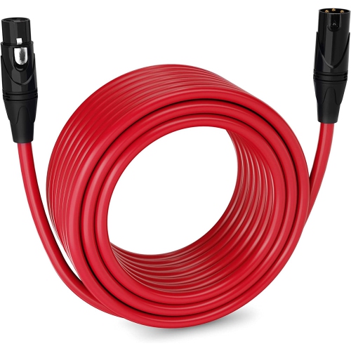 LyxPro 75 feet Microphone XLR Cable, Male to Female, 3 Pin Mic Cable, Red