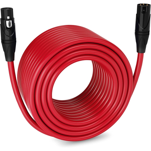 LyxPro 250 feet Microphone XLR Cable, Male to Female, 3 Pin Mic Cable, Red