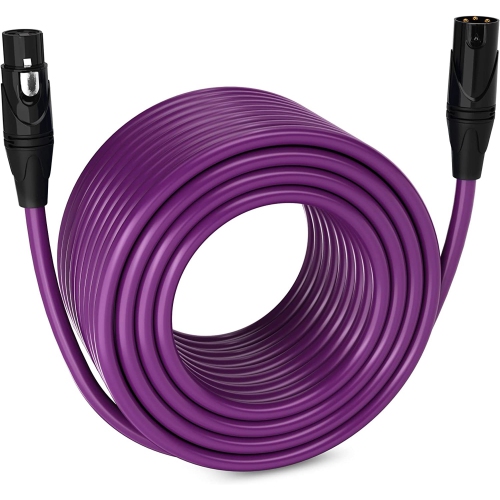 LyxPro 250 feet Microphone XLR Cable, Male to Female, 3 Pin Mic Cable, Purple