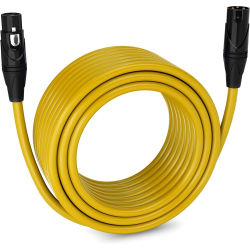 LyxPro 75 feet Microphone XLR Cable, Male to Female, 3 Pin Mic Cable, Yellow