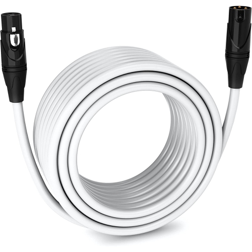 LyxPro 75 feet Microphone XLR Cable, Male to Female, 3 Pin Mic Cable, White