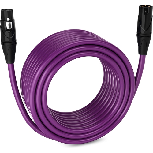 LyxPro 75 feet Microphone XLR Cable, Male to Female, 3 Pin Mic Cable, Purple