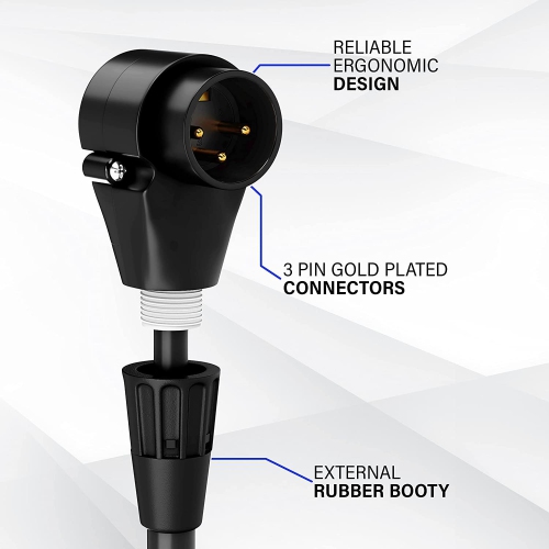 LyxPro 3 Feet Right Angle XLR Cable, Male to Female, 3 Pin Mic Cable, White