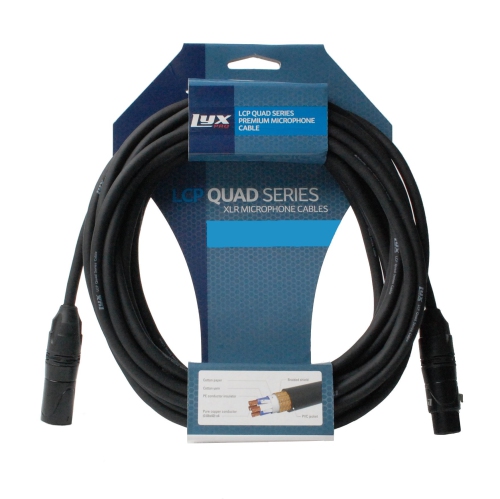 LyxPro Quad Series 250 feet XLR Cable, 4-Conductor, Male to Female Cord, Black