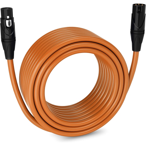 LyxPro 75 feet Microphone XLR Cable, Male to Female, 3 Pin Mic Cable, Orange