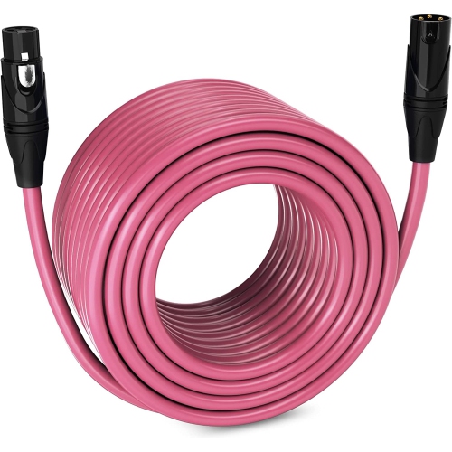 LyxPro 250 feet Microphone XLR Cable, Male to Female, 3 Pin Mic Cable, Pink