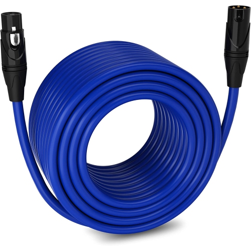 LyxPro 250 feet Microphone XLR Cable, Male to Female, 3 Pin Mic Cable, Blue