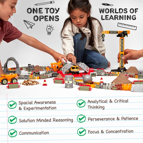 JitteryGit Truck Construction Race STEM Car Track Toy for Kids | Toy Trucks Gift for Boys Girls Toddlers Ages 3 4 5 6 7