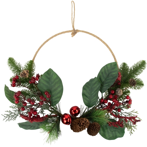 NORTHLIGHT  Winter Foliage, Pinecones And Berries Small Artificial Christmas - 17" - Unlit