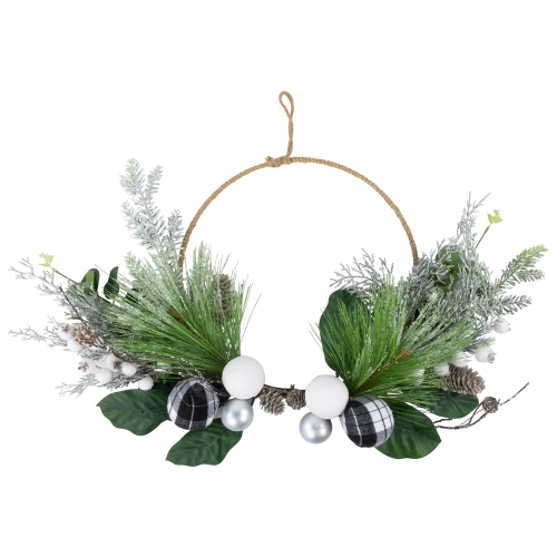 Real Touch Winter Greenery with Pinecones Artificial Christmas Wreath - 18" - Unlit