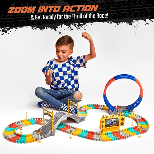 JitteryGit STEM Race Car Track Toy for Kids | Amazing Gift for Boys Girls Toddlers Ages 3 4 5 6 7