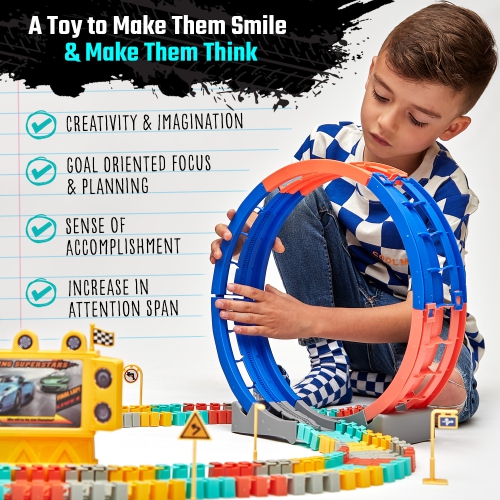JitteryGit STEM Race Car Track Toy for Kids | Amazing Gift for Boys Girls Toddlers Ages 3 4 5 6 7