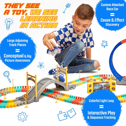 JitteryGit STEM Race Car Track Toy for Kids | Amazing Gift for Boys Girls Toddlers Ages 3 4 5 6 7