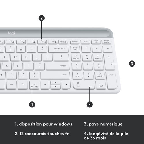 Ensemble clavier et souris optique sans fil MK470 Slim de Logitech - Anglais - Blanc cassé