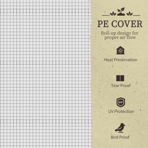 Outsunny Raised Garden Bed with PE Greenhouse Cover Outdoor Elevated Wood Planter Box for Herbs and Vegetables, Use for Patio, Backyard, Balcony, 48