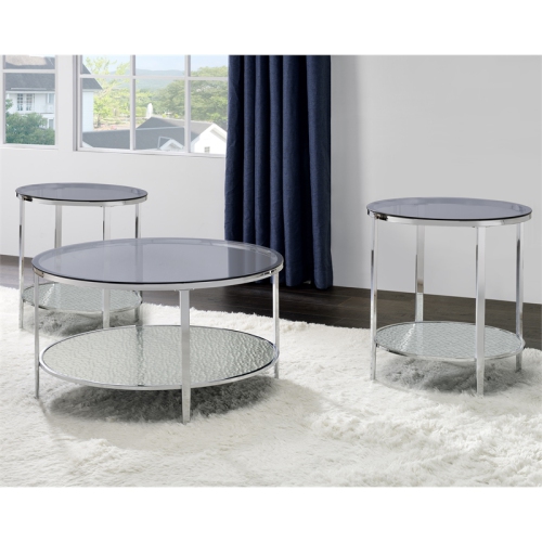 Frostine 3-Piece Chrome and Tempered Glass Occasional Set