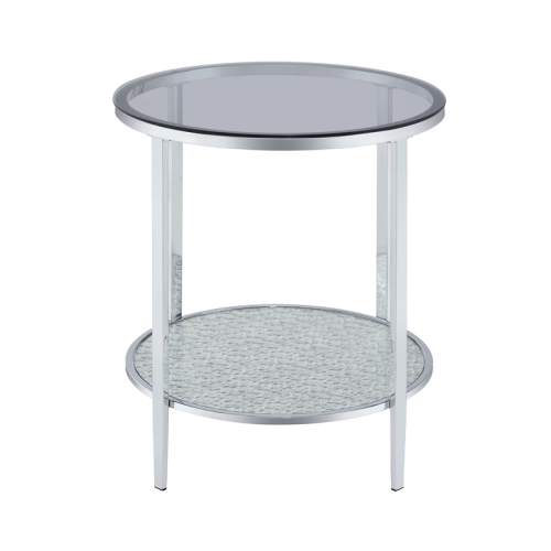 Frostine Round Chrome and Tempered Glass End Table