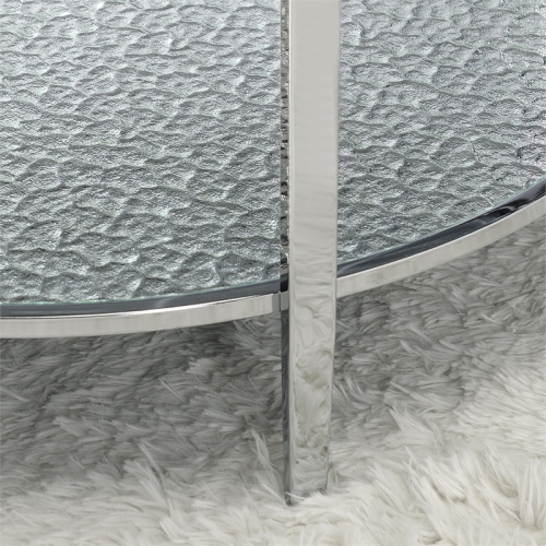 Frostine Round Chrome and Tempered Glass Cocktail Table