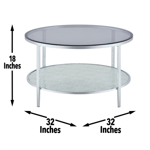Frostine Round Chrome and Tempered Glass Cocktail Table