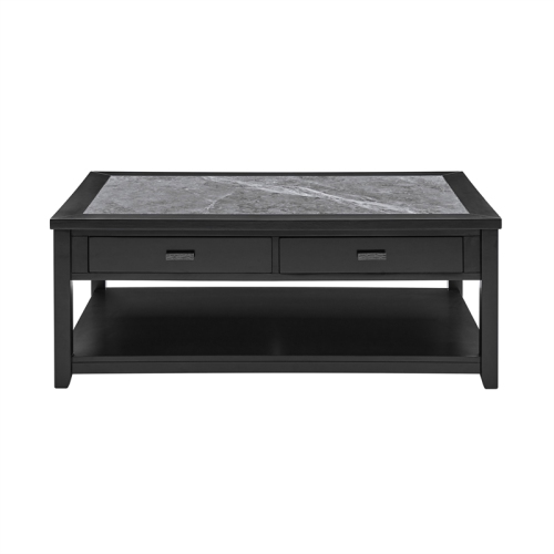 Garvine Gray Stone Top Cocktail Table with Casters